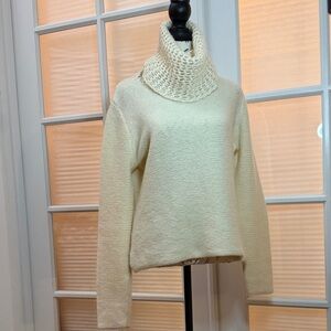 Eileen Fisher Cream Cowl Neck Sweater Italian yarn and mohair
